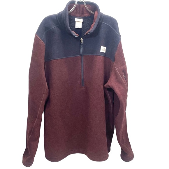The North Face Other - The North Face Men’s Pullover Fleece Size XL Maroon/Navy Colorblock Q Zip